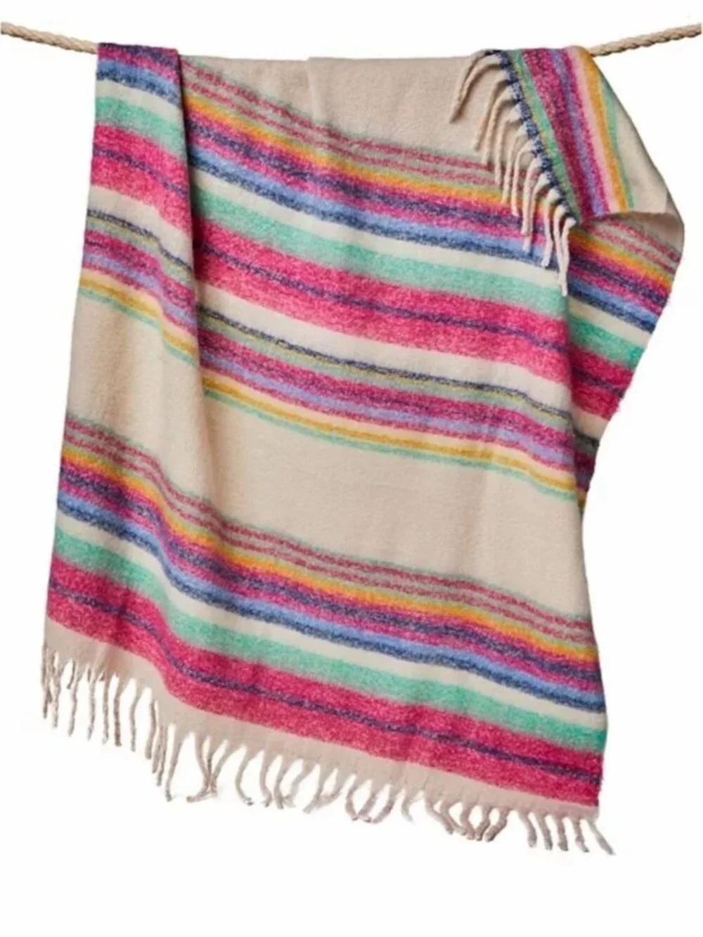 WE THE FREE People Skye Stripe Fringe Throw Blanket
